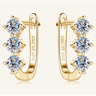 แหวน925เงินสเตอร์ลิงชุบทอง18K สำหรับผู้หญิง3EX VVS1เพชรโมอิสเพชรพลอยแท้ทรงห่วงเครื่องประดับต่างหู