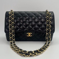 「JL精品代購」香奈兒黑金羊jumbo cf30 菱格飽滿