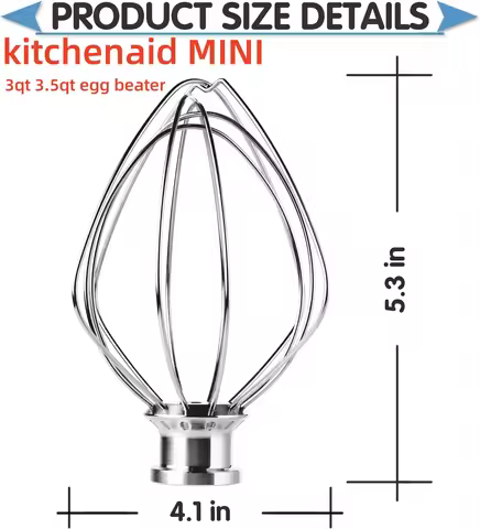 6-Wire Whip Attachment MINI egg beat for KitchenAid 3.5 Qt Tilt-Head KSM3311 KSM3316, Heavy Duty,fit