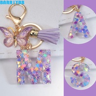 BARR1YRB A To Z 26 Alphabet Keyring, A To Z 26 Initials Alphabet Purple Snowflakes Letter Keychain, 