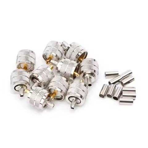 10PCS UHF Male PL259 Plug Crimp RG58/142 LMR195 RG400 Screwed Coupling Connector T21A
