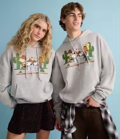Aeropostale Men's Snoopy-Themed 'Howdy Partner' Casual Graphic Golf Hoodie Hooded Sweatshirt