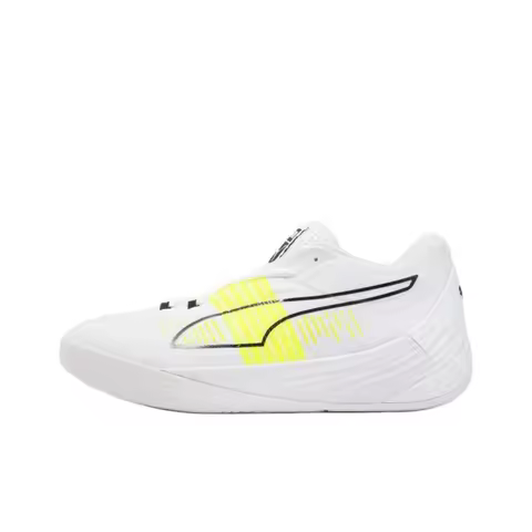 PUMA Fusion Nitro Basketball Shoes Unisex Low Top White/Yellow 195514-12