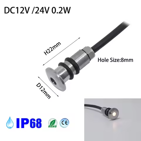 Mini LED 12V 0.2W Deck Light Recessed Outdoor Led Spot Waterproof IP68 Step Light Garden Path Star D