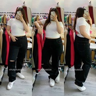 [virusplussize] outlet - genuine big size ripped bdg black jeans (bdqg)