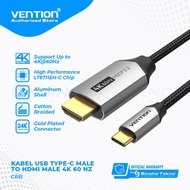Vention Usb Type C to Hdmi Converter Cable HDCP 2.2 Cotton Braided Metal Aluminum Alloy