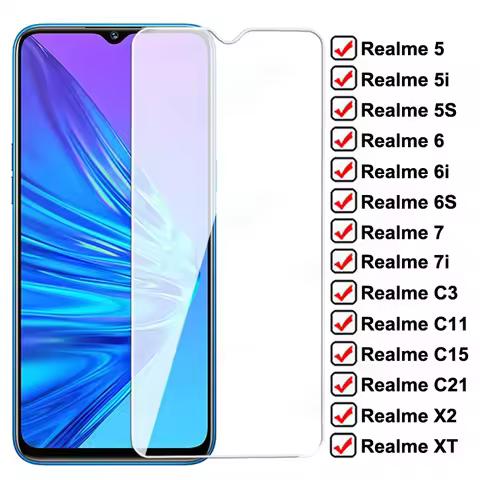 2.5D Full Glue Tempered Glass For Realme 5 6 Pro 7 Asia 5i 6i 7i Full Screen Protector For Realme C3
