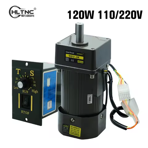 HLTNC 120W Micro AC Gear Induction Motor 110V 220V 50Hz 60Hz Single Phase Speed Grovernor Engine Wit
