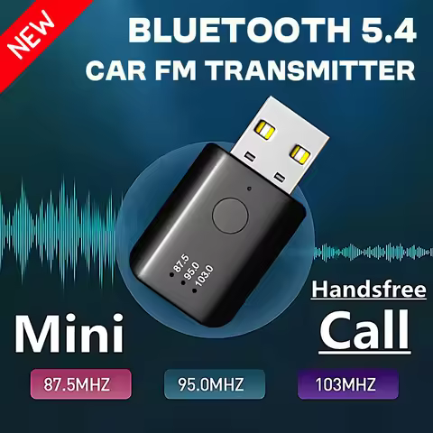 Bluetooth 5.4 FM Transmitter With Mic Handsfree Call USB Wireless Adapter Lossless Stereo Music Audi