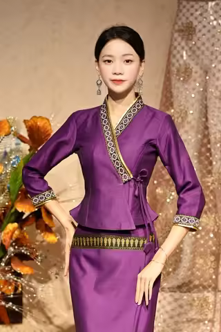 2pcs Thailand Myanmar Long-gyi Skirt Sarong Dai Tube Skirt Women's Clothing Traditional dress Nation