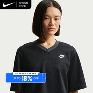 Nike Women's Sportswear Oversized Heritage Cropped Mesh Jersey - Black [IR1651-010]