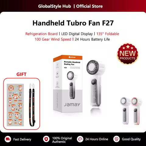 Portable Handheld Turbo Transparent Fan 100 Gear Strong Wind Speed LED Digital Display 135°Foldable 