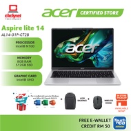 Acer Aspire Lite 14 AL14-31P-C72B 14" WUXGA Laptop Pure Silver ( N100, 8GB, 512GB SSD, Intel, W11, H