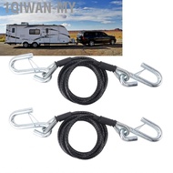 1qiwan-my Trailer Safety Towing Cables  Self Coiling Weatherproof Coated with S Hook 84 Length 7500 
