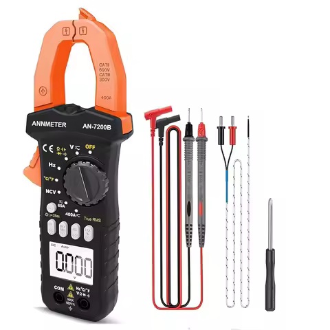 AI-7200B Digital Clamp Meter, TRMS 6000 Counts Multimeter NCV Tester for AC/DC Voltage Current Capac