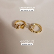 * 𝑀𝑜𝑜𝓃𝓁𝒾𝓉 Collection *  Loops Diamond Zircona Hoop Earrings * S925 Silver 14K Gold Plated Loop Huggi