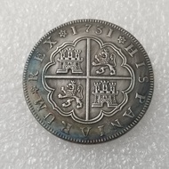 Antique Crafts 1731 Spain 8 Brass Silver Plated Distressed Silver Dollar Silver Round 25.12.17