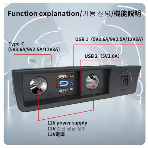 New 120W For VW passat B6 B7 CC R36 Car Charger Cigarette lighter Multifunctional USB Type C Fast Ch