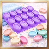 LILIN Oval Silicone Soap Mold Ice Pudding Jelly Wax Resin 15 Holes, Silicone Mold Soap Wax 15 Cavity