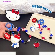 ATC  Classic Hello Kitty Beads Phone Chain Sanrio KT Cat Keychain Sweet Girl Anti-lost Wrist Strap B
