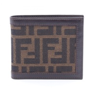 【二手】芬迪FENDI Zuccaブラウン皮革雙折皮夾 女士二手 A