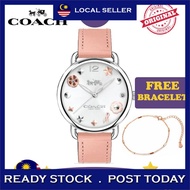 [100% Original & Free Bracelet] Coach Delancey Charm Silver Women Ladies Fashion Watch Jam Tangan Wa