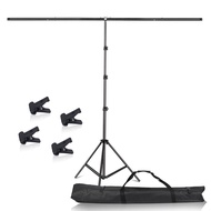 T-Shape Portable Background Backdrop Support Stand Kit Tall Adjustable Photo Backdrop Stand with Spring Clamps