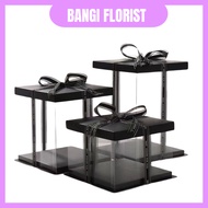 TRANSPARENT CAKE BOX 8/10/12inch 1-5 tier Extra Thick Kotak Hantaran Flower box birthday gift packag