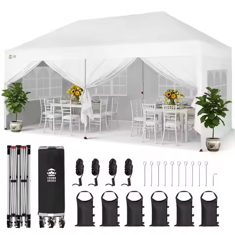 10X20 Pop Up Canopy Tent, Outdoor Commercial Event Shelter with White Top, Custom