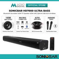 SONICGEAR SonicBar HD7000 Bluetooth Soundbar 140W TV Speaker HDMI ARC Optical USB AUX UltraBass Kara