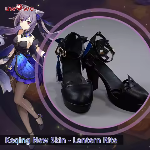 UWOWO Genshin Impact Keqing Cosplay Shoes New Skin Uniform Lantern Rite Outfit Ke Qing Formal Dress 