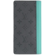 Excellent condition Louis Vuitton Portefeuille Brazza NM Monogram Eclipse M11467 IC Turquoise/Gray L