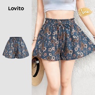 (New Arrival) Lovito Boho Shorts Drawstring Spring/summer Shorts for Women STK8P2D749 Lovito Seluar 