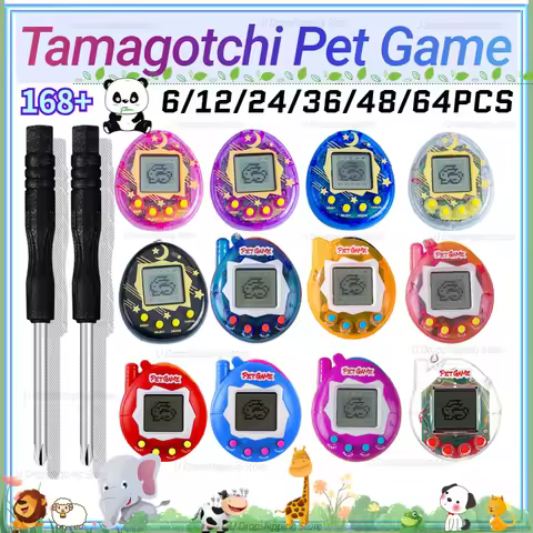 64-6PCS Virtual Pet Keychain Tamagotchi Electronic Toys for kids Video Game Party Favors Birthday Gi