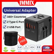 SG Seller Universal Compact Travel Adapter Wall Plug Worldwide Travel Plug International Adapter Multi Power Extend with 3 USB Ports 1 USB Type-C Port