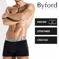 Byford (2 Pcs) Seluar Dalam Lelaki | Byford Men's Cool Cotton Spandex Shorty Brief Underwear Assorte