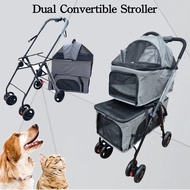 ⭐ DUAL DETACHABLE PET STROLLER ⭐ Pet Stroller Foldable Washable Dog Cat Carrier