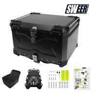 New Black Samurai 85L Motorcycle Aluminum Alloy Embossed Tail Box Calf Tail Box Electric Vehicle Lar