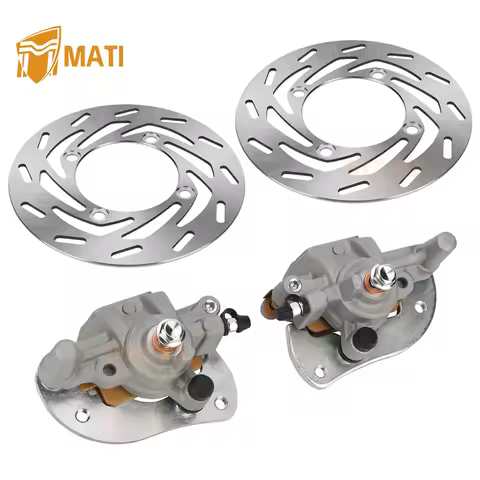 Front Left Right Brake Calipers & Disc Rotors for Yamaha Kodiak 700 YFM700 2016-2020 Grizzly 550 YFM