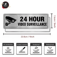 【JiuJiu】24-hour Video Surveillance Aluminum Signs - Silver Metal Door/wall Signs For Commercial and 