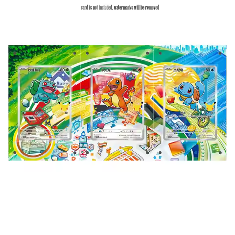 Anime Ptcg Acrylic Display Case for Squirtle Bulbasaur Popplio Tcg Pkm 30Th Anniversary Illustration