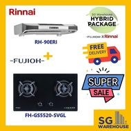 FUJIOH X RINNAI COMBO [FH-GS5520SVGL Fujioh Glass Cooker Hob GS5520 5520 5520SVGL &RH-90ERI Rinnai S
