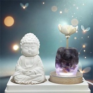 小夜燈 淨念開運水晶香氛燈座系列 療癒公仔小佛(育德) 水晶夜燈
