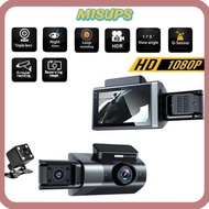 MISUPS Vehicle Recorder, Loop Recording 3 Lens Car DVR,  HD Night Vision APP Control Car Dashcam Dri