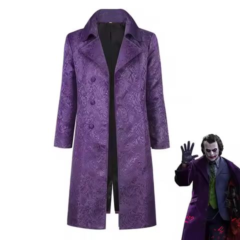 Halloween Adult Jacket Jared Leto Joker Cosplay Kосплей Costume Disfraz Men Purple Long Coat Trench 