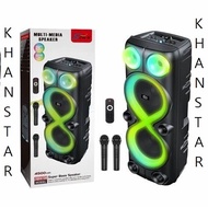 ZQS8238 Super Bass 40W 8-inch*2 subwoofer wireless party speaker with RGB lights wireless microphone