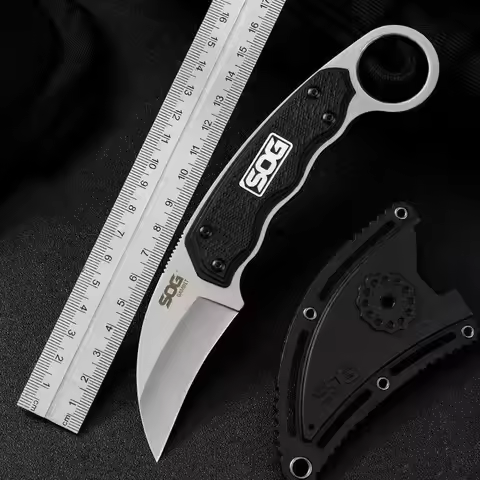 EDC Camping Pocket Knife Stainless Steel Karambit with Scabbard Portable Outdoor Survival Knife for 