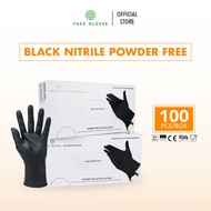 FAZZ GLOVES - Nitrile Powder Free Glove, Black (100Pcs/Box) - Food Handling, Janitorial, Tattooing, Hair Salon