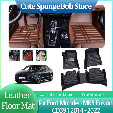 Car Leather Floor Mat for Ford Mondeo MK5 Fusion CD391 2014~2022 Anti-dirty Foot Interior Liner Wate