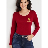 Women's Long Sleeve T-Shirt bodyfit bodycon T-Shirt premium spandek cotton T-Shirt tee - U neck dan 